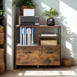 FURNOLD 2 Drawer Portable Filing Cabinet With Storage Shelves - thumbnail 1