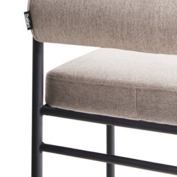 Wyld And Coco Taupe Bar Chairs Set Of 2 With Roll Backrest, Black Powder-Coated Metal Legs, Armless Modern Dining Stools - thumbnail 8