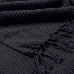 Ehc Waffle Cotton Woven Super Giant Sofa Throw, Up To 4 Seater Sofa/ Super King Size Bed 250 X 380 Cm, Dark Grey - thumbnail 4