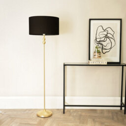 Valuelights Maggie Gold Metal Candlestick Floor Lamp With Black Fabric Lamp Shade And Led Bulb - thumbnail 4