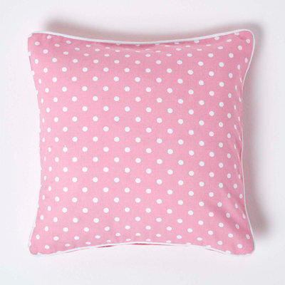 Homescapes Cotton Pink Polka Dots Cushion Cover, 45 X 45 Cm - image 1