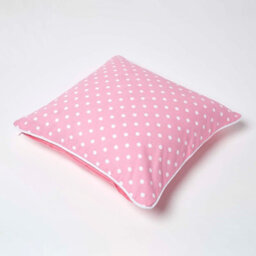 Homescapes Cotton Pink Polka Dots Cushion Cover, 45 X 45 Cm - thumbnail 4