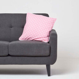 Homescapes Cotton Pink Polka Dots Cushion Cover, 45 X 45 Cm - thumbnail 2