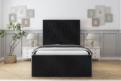 "Sloomy Somerset Black Naples Deep-Sided Bed Frame With 50"" Upholstered Headboard 6' Super King" - image 1