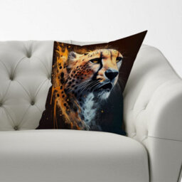 Warren Reed Designer Cheetah Face Splashart Dark Background Cushions 60Cm X 60Cm - thumbnail 2