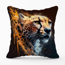 Warren Reed Designer Cheetah Face Splashart Dark Background Cushions 60Cm X 60Cm - thumbnail 1