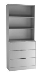 Urbn-Living Urbnliving Height 180Cm Grey Drawers & Grey Bookcase 80Cm Width 3 Tier Wooden Storage Chest Cabinet & Display Bookcase Shelving