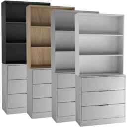 Urbn-Living Urbnliving Height 180Cm Grey Drawers & Grey Bookcase 80Cm Width 3 Tier Wooden Storage Chest Cabinet & Display Bookcase Shelving - thumbnail 3