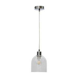 First Choice Lighting Set Of 2 Belten - Clear Glass Cloche With Chrome Pendant Fittings - thumbnail 2