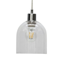 First Choice Lighting Set Of 2 Belten - Clear Glass Cloche With Chrome Pendant Fittings - thumbnail 3