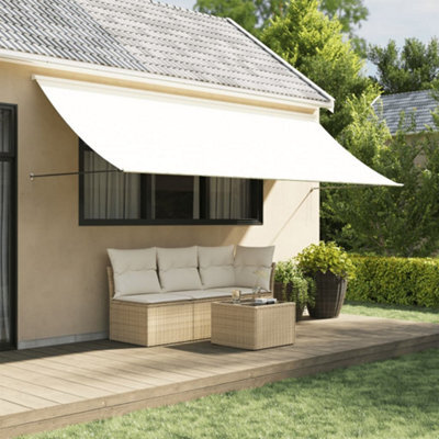 Walplus Retractable Awning Garden Sun Shade Canopy Gazebo For Back Door, Porch, Patio Cream 400X150 Cm Fabric And Steel - image 1