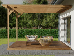 Arbor Garden Solutions Wall Mounted Pergola And Decking Complete Diy Kit, Corbel Design (2.4M X 2.4M, Rustic Brown Finish) - thumbnail 4