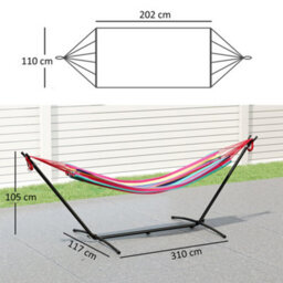 Outsunny 298 X 117Cm Hammock With Metal Stand Carrying Bag 120Kg Multicolour - thumbnail 3