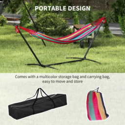 Outsunny 298 X 117Cm Hammock With Metal Stand Carrying Bag 120Kg Multicolour - thumbnail 7