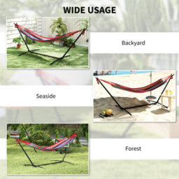 Outsunny 298 X 117Cm Hammock With Metal Stand Carrying Bag 120Kg Multicolour - thumbnail 6