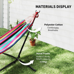 Outsunny 298 X 117Cm Hammock With Metal Stand Carrying Bag 120Kg Multicolour - thumbnail 5