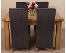 That's Furniture Richmond 140Cm - 220Cm Oak Extending Dining Table And 4 Chairs Dining Set With Lola Black Fabric Chairs - thumbnail 2