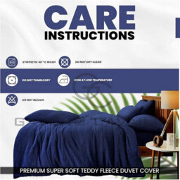 Gc Gaveno Cavailia Teddy Bear Fleece Single Navy Duvet Set With Matching Pillowcase Fluffy Warm & Cosy Super Soft Bedding Set - thumbnail 6