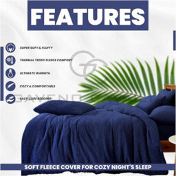 Gc Gaveno Cavailia Teddy Bear Fleece Single Navy Duvet Set With Matching Pillowcase Fluffy Warm & Cosy Super Soft Bedding Set - thumbnail 4