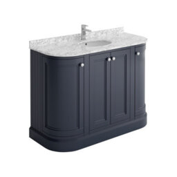 Plum&clay Fairmont Traditional Curved Blue Grey Floor Standing Vanity Unit With Ceramic Basin & Marble Top (W)1200mm