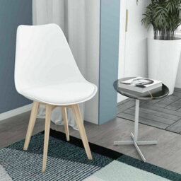 Kosy Koala Dining Table Set Of 4 Round White Dining Table And 4 Grey Padded Tulip Chairs - thumbnail 3