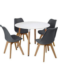 Kosy Koala Dining Table Set Of 4 Round White Dining Table And 4 Grey Padded Tulip Chairs - thumbnail 8