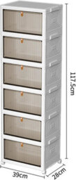 Hygrad Built to Survive Foldable Plastic Shoe Box Stackable Storage Cabinet - Wardrobe Storage Organizer Containers With Lid & Lockable Wheels (6-Tier) - thumbnail 6