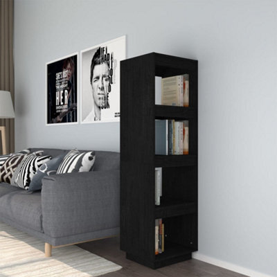 Berkfield Book Cabinet/room Divider Black 40X35X135 Cm Solid Pinewood - image 1
