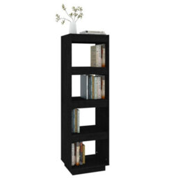Berkfield Book Cabinet/room Divider Black 40X35X135 Cm Solid Pinewood - thumbnail 4