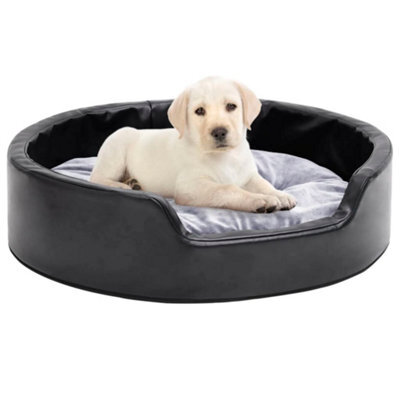 Vidaxl Dog Bed Black And Grey 69X59X19 Cm Plush And Faux Leather - image 1