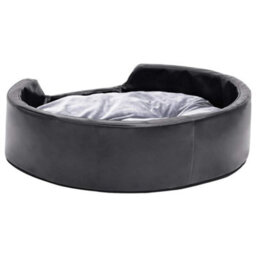 Vidaxl Dog Bed Black And Grey 69X59X19 Cm Plush And Faux Leather - thumbnail 5