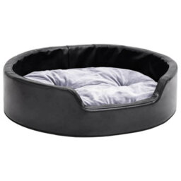 Vidaxl Dog Bed Black And Grey 69X59X19 Cm Plush And Faux Leather - thumbnail 2