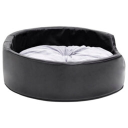 Vidaxl Dog Bed Black And Grey 69X59X19 Cm Plush And Faux Leather - thumbnail 4