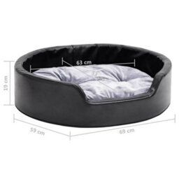 Vidaxl Dog Bed Black And Grey 69X59X19 Cm Plush And Faux Leather - thumbnail 3