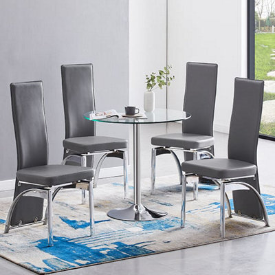 Furniture in Fashion Dante Clear Glass Dining Table With 4 Romeo Grey Chairs - image 1
