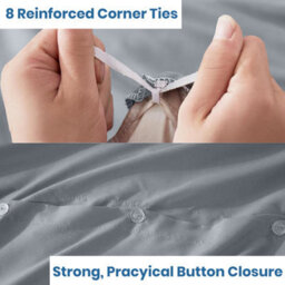 Bedlooms Silver Cotton Duvet Cover Set, Breathable & Anti-Allergic Bedding Pack, Single 135X200Cm - thumbnail 3
