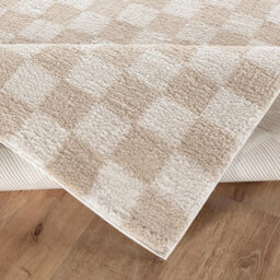 Livabliss Fossay Shaggy-Washable Beige High Pile Checkered Living Bedroom Rug 200 X 275 Cm Easy Care, Non Shedding - thumbnail 4