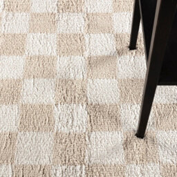 Livabliss Fossay Shaggy-Washable Beige High Pile Checkered Living Bedroom Rug 200 X 275 Cm Easy Care, Non Shedding - thumbnail 7