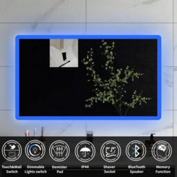 Sline 700X1200mm Blue-White Dual-Color Bathroom Led Mirror With Bluetooth, Shaver Socket, Anti-Fog, And Memory Function - thumbnail 2
