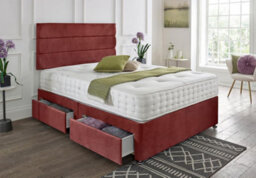 Dining Tables Divan Bed With Matching Headboard & Pocket Sprung Memory Foam Mattress, 2 Drawers (Same Side) - Double - Mulburry Cruhsed Velvet - thumbnail 4