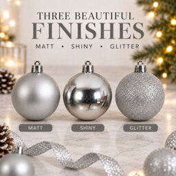 Decoris 30 Silver Baubles Shatterproof Christmas Tree Hanging Decor - thumbnail 3