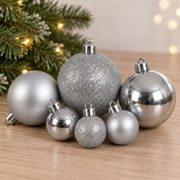 Decoris 30 Silver Baubles Shatterproof Christmas Tree Hanging Decor - thumbnail 5
