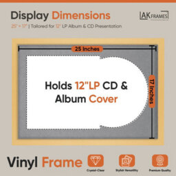 "AK Frames 25X17"" Matte Yellow Modern Vinyl Record Frame With Mid Grey Mount For 12 Inch Lp Cover & Disc - Overlapped Design" - thumbnail 2