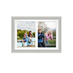 AK Frames 20X14 Light Grey Classic Multi Photo Frame With White Mount - Holds 2 Apertures (2X) A4 Photos - thumbnail 1