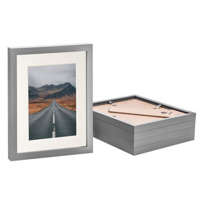 "Nicola Spring Photo Frames With 5"" X 7"" Mount - 8"" X 10"" - Grey/ivory - Pack Of 5" - image 1