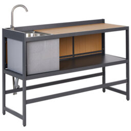 Beliani Outdoor Kitchen Set With Sink Ortisei Light Brown Metal - thumbnail 5