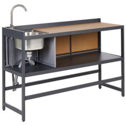 Beliani Outdoor Kitchen Set With Sink Ortisei Light Brown Metal - thumbnail 6