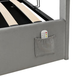 Abrihome Upholstered Bed, Hydraulic Bed, Adults Teenagers Double Bed With 7 Colors Led-Light Strips, 135X190Cm,grey - thumbnail 7