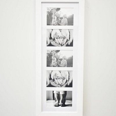Biznest 5 Multi-Aperture Frame Photos Multi Picture Wall Frame Family Rules Collage Frame Photo Frame 26X65Cm (White)