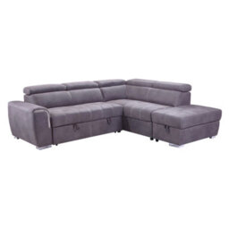 Furnishings For Less UK Nevada Large Grey L Shaped Suede Tilting Headrest And Storage Ottoman Included Grey Right Hand Facing - thumbnail 3